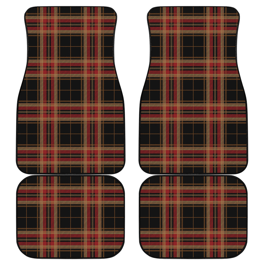 Black And Red Stewart Tartan Print Front and Back Car Floor Mats