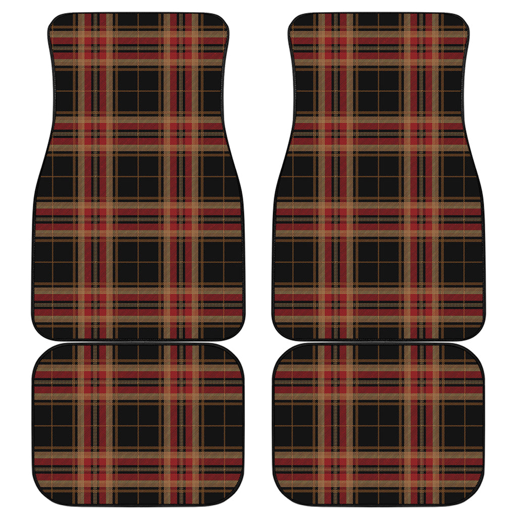 Black And Red Stewart Tartan Print Front and Back Car Floor Mats