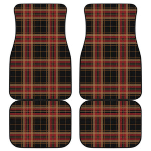 Black And Red Stewart Tartan Print Front and Back Car Floor Mats