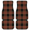 Black And Red Stewart Tartan Print Front and Back Car Floor Mats