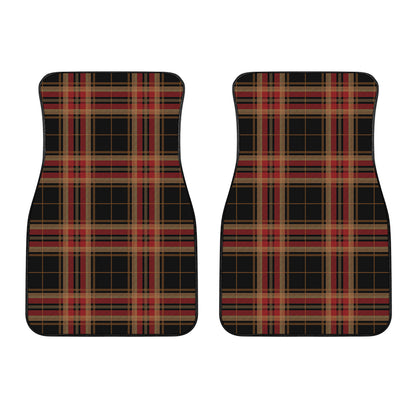 Black And Red Stewart Tartan Print Front Car Floor Mats