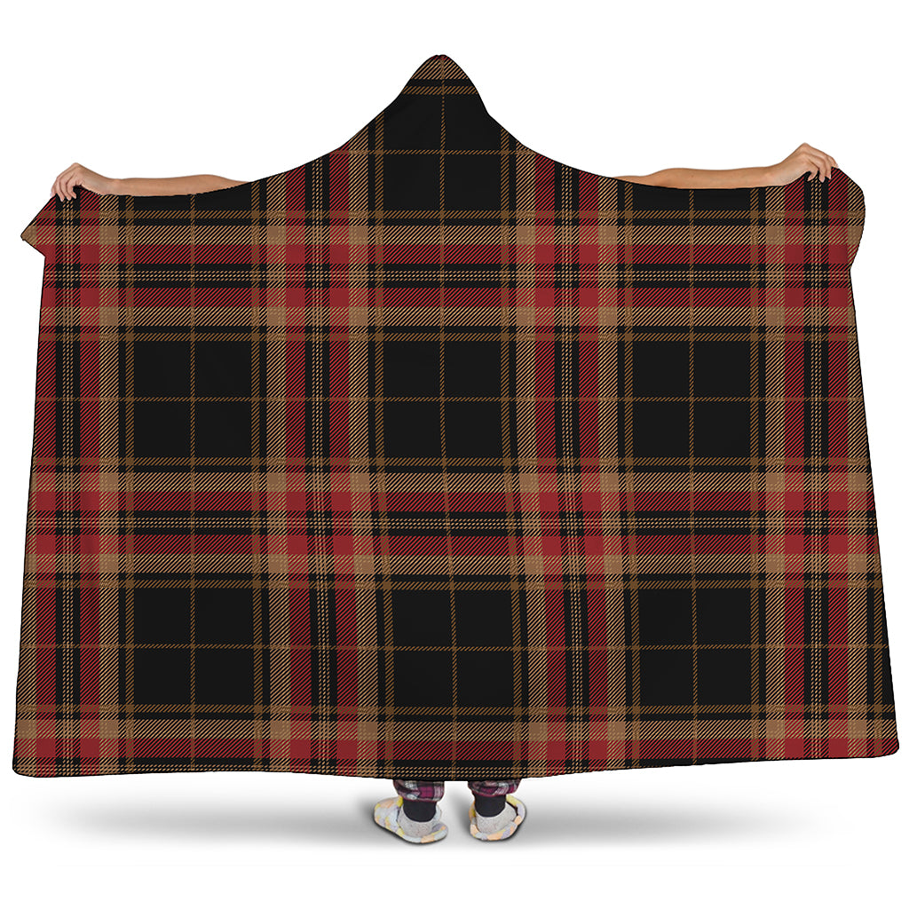 Black And Red Stewart Tartan Print Hooded Blanket