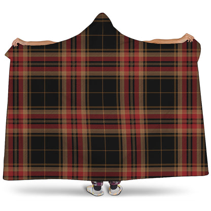 Black And Red Stewart Tartan Print Hooded Blanket