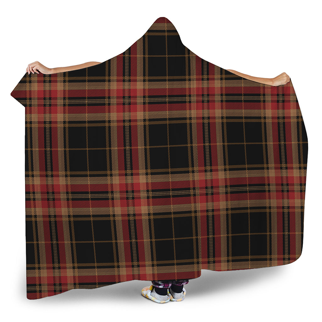 Black And Red Stewart Tartan Print Hooded Blanket