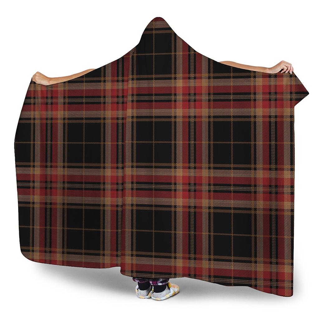 Black And Red Stewart Tartan Print Hooded Blanket