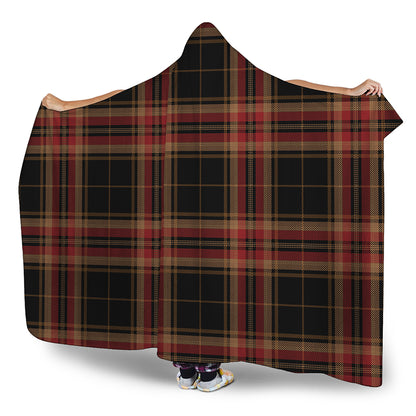 Black And Red Stewart Tartan Print Hooded Blanket