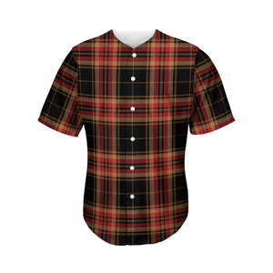 Black And Red Stewart Tartan Print Men's Baseball Jersey