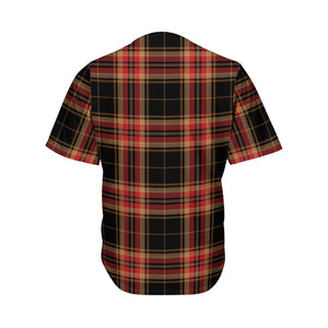 Black And Red Stewart Tartan Print Men's Baseball Jersey