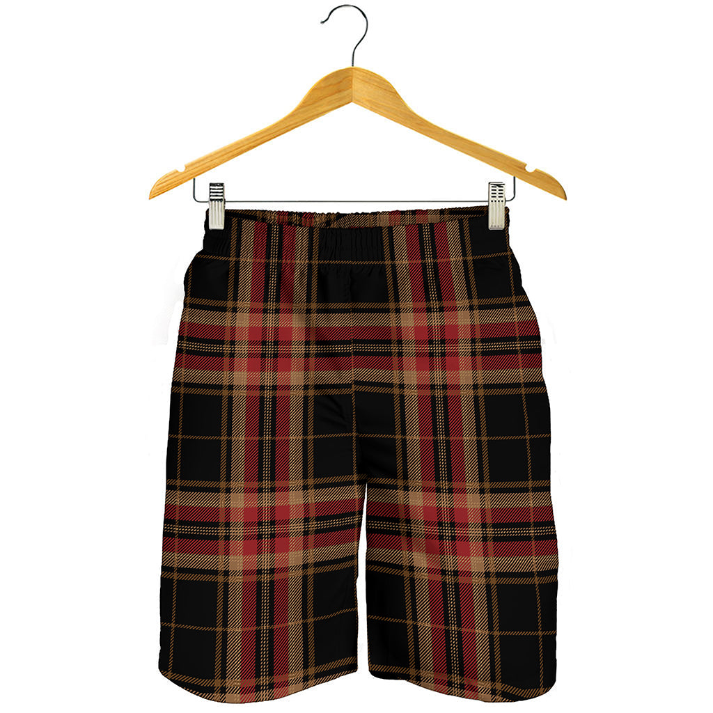 Black And Red Stewart Tartan Print Men's Shorts