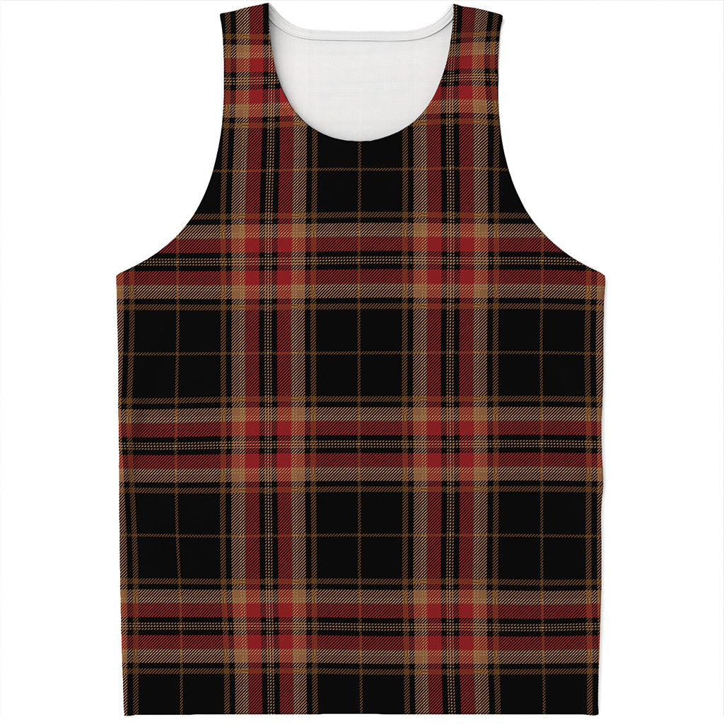 Black And Red Stewart Tartan Print Men's Tank Top