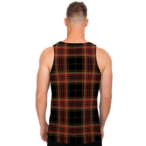 Black And Red Stewart Tartan Print Men's Tank Top