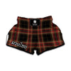 Black And Red Stewart Tartan Print Muay Thai Boxing Shorts