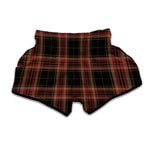 Black And Red Stewart Tartan Print Muay Thai Boxing Shorts