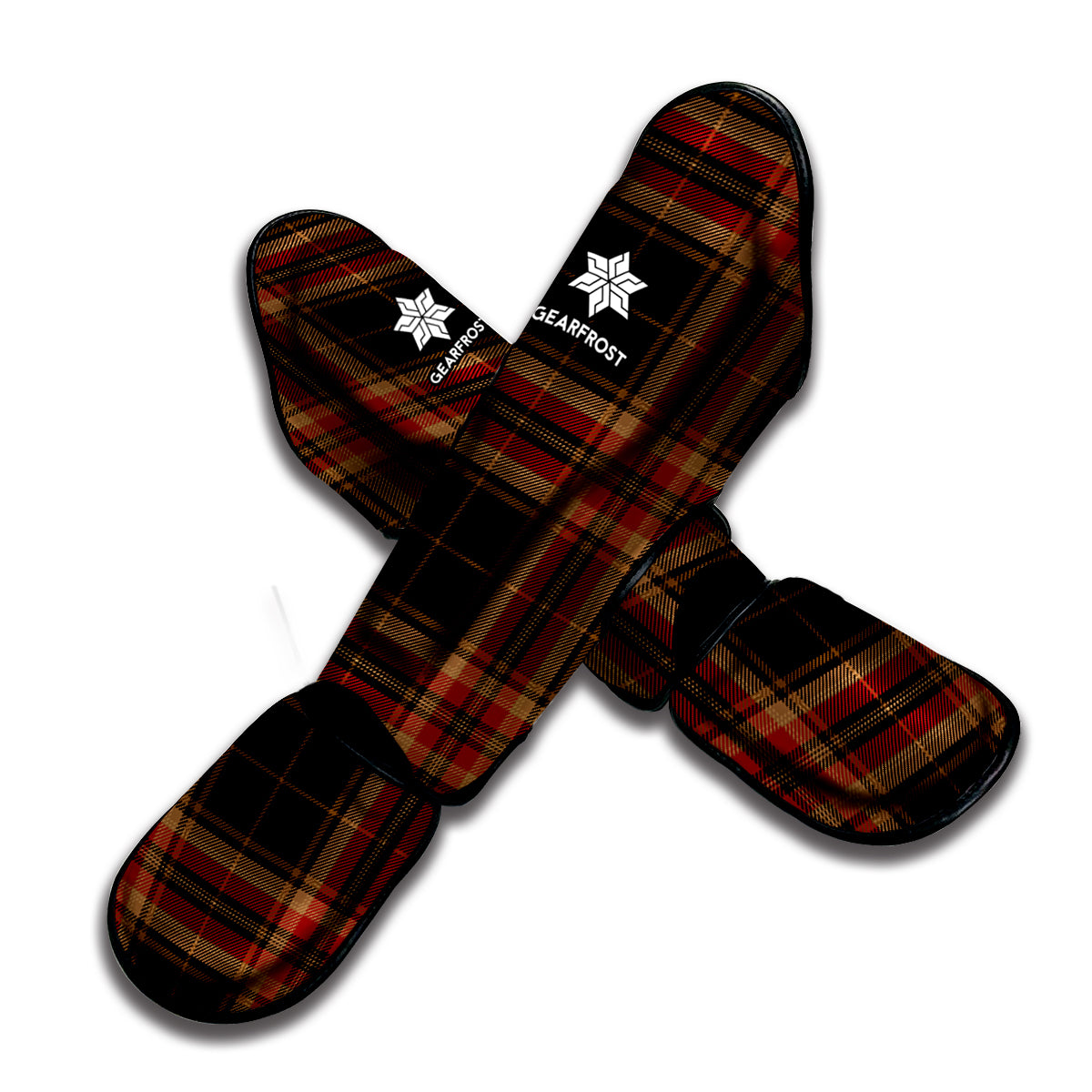 Black And Red Stewart Tartan Print Muay Thai Shin Guard