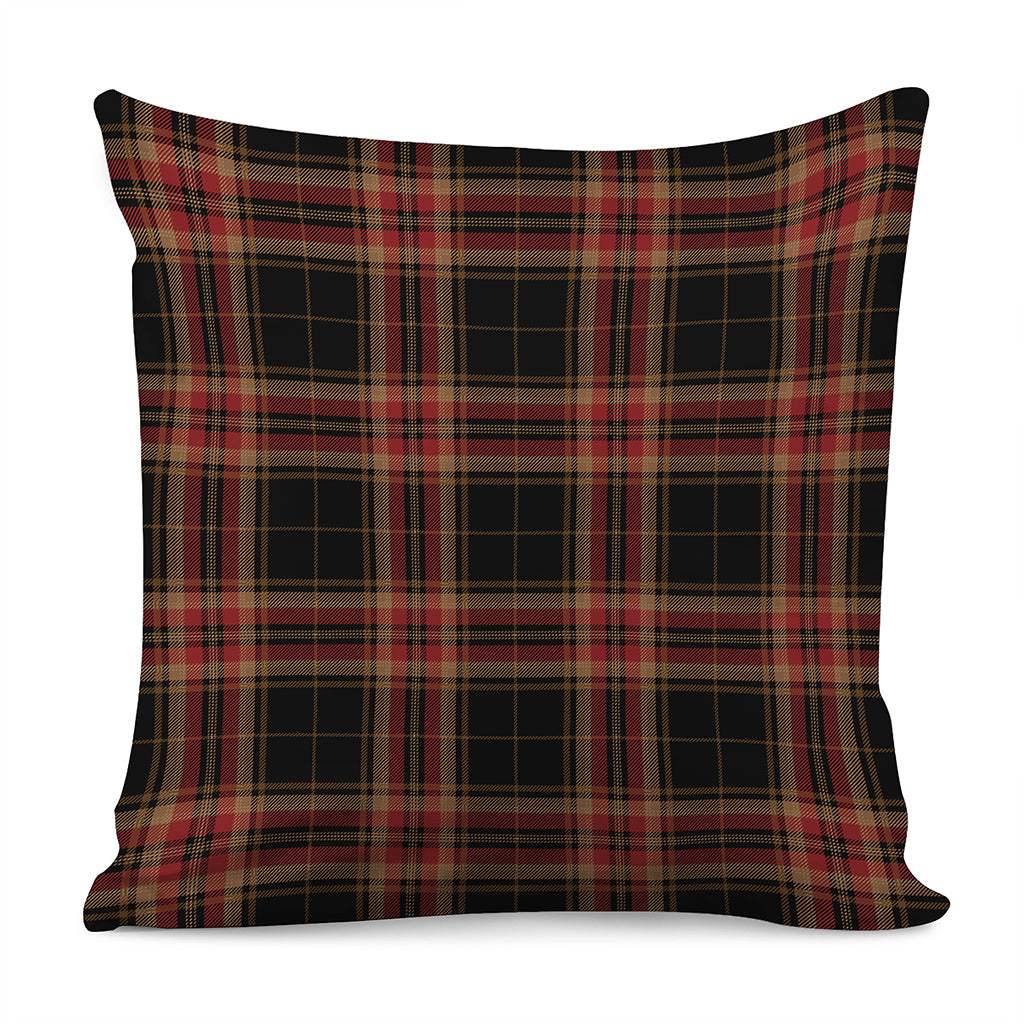 Black And Red Stewart Tartan Print Pillow Cover