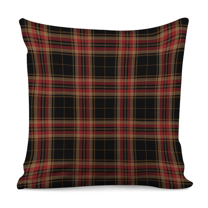 Black And Red Stewart Tartan Print Pillow Cover