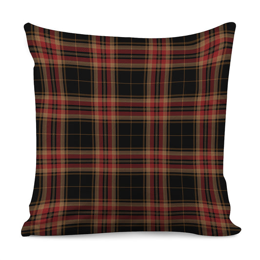 Black And Red Stewart Tartan Print Pillow Cover