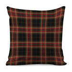 Black And Red Stewart Tartan Print Pillow Cover