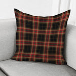 Black And Red Stewart Tartan Print Pillow Cover