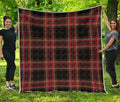 Black And Red Stewart Tartan Print Quilt
