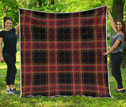 Black And Red Stewart Tartan Print Quilt
