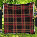 Black And Red Stewart Tartan Print Quilt