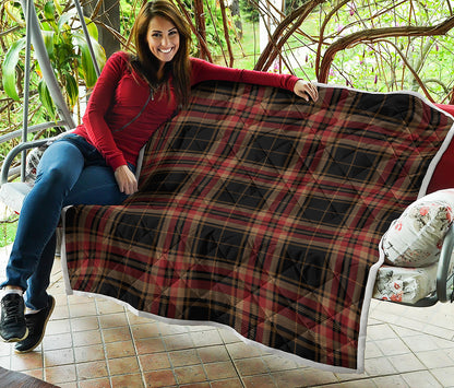 Black And Red Stewart Tartan Print Quilt
