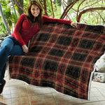 Black And Red Stewart Tartan Print Quilt