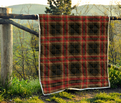 Black And Red Stewart Tartan Print Quilt