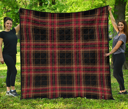 Black And Red Stewart Tartan Print Quilt