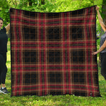 Black And Red Stewart Tartan Print Quilt
