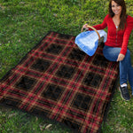 Black And Red Stewart Tartan Print Quilt