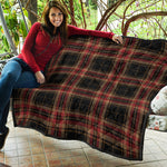 Black And Red Stewart Tartan Print Quilt
