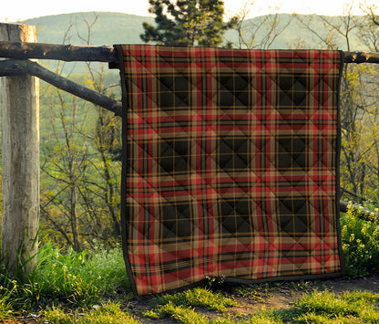 Black And Red Stewart Tartan Print Quilt