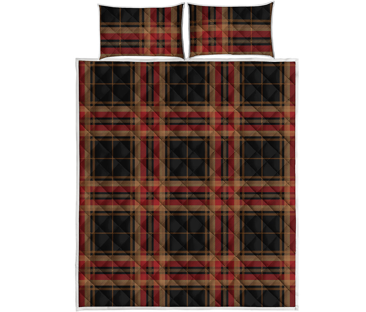 Black And Red Stewart Tartan Print Quilt Bed Set