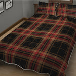 Black And Red Stewart Tartan Print Quilt Bed Set