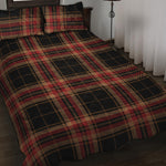 Black And Red Stewart Tartan Print Quilt Bed Set