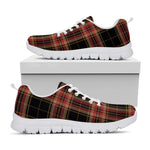 Black And Red Stewart Tartan Print White Sneakers