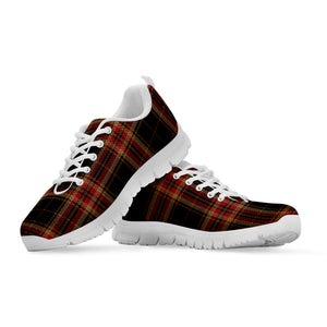 Black And Red Stewart Tartan Print White Sneakers