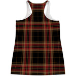 Black And Red Stewart Tartan Print Women's Racerback Tank Top