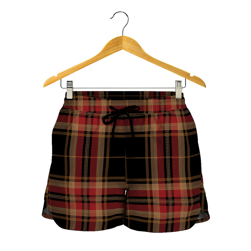 Black And Red Stewart Tartan Print Women's Shorts