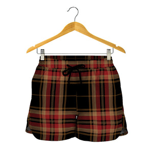 Black And Red Stewart Tartan Print Women's Shorts