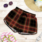 Black And Red Stewart Tartan Print Women's Shorts