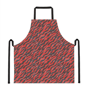 Black And Red Tiger Stripe Camo Print Apron