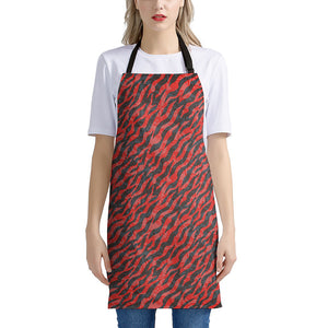 Black And Red Tiger Stripe Camo Print Apron