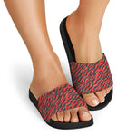 Black And Red Tiger Stripe Camo Print Black Slide Sandals