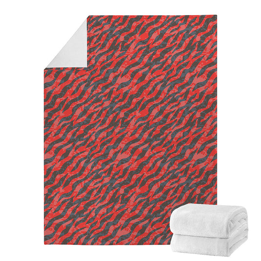 Black And Red Tiger Stripe Camo Print Blanket