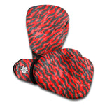 Black And Red Tiger Stripe Camo Print Boxing Gloves
