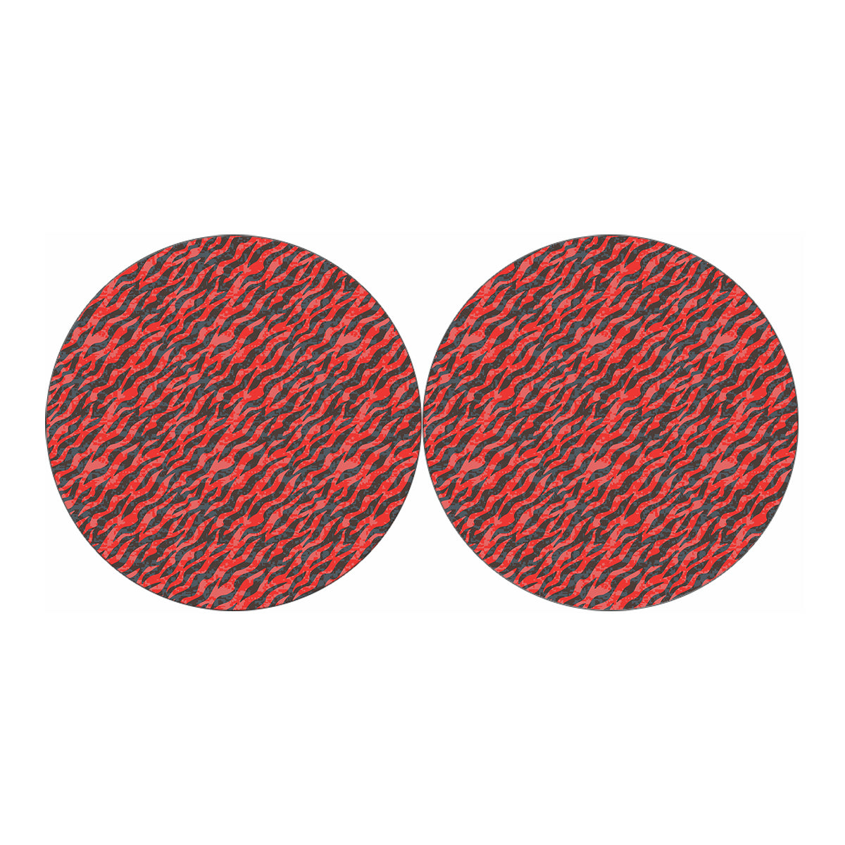 Black And Red Tiger Stripe Camo Print Car Coasters