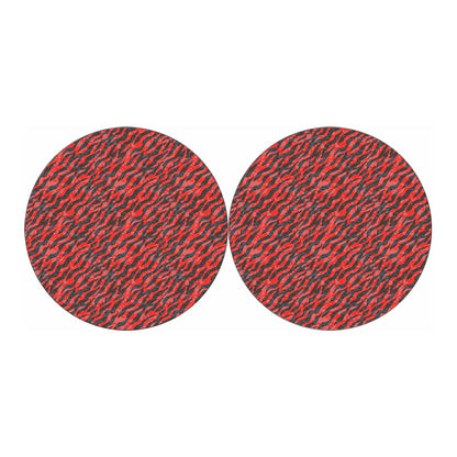 Black And Red Tiger Stripe Camo Print Car Coasters
